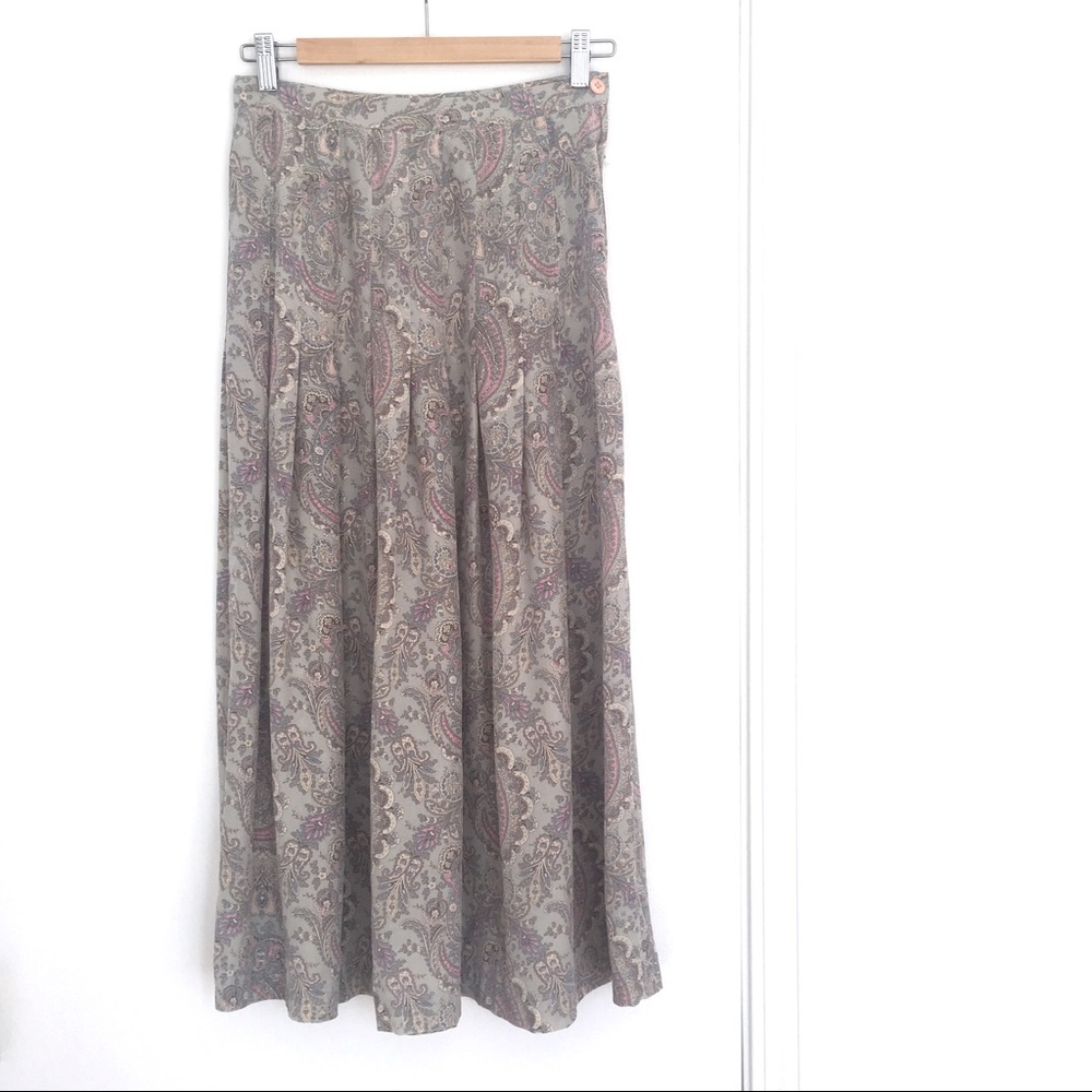 VTG 70s Skirt Silk Pastel Paisley Deadstock NWOT